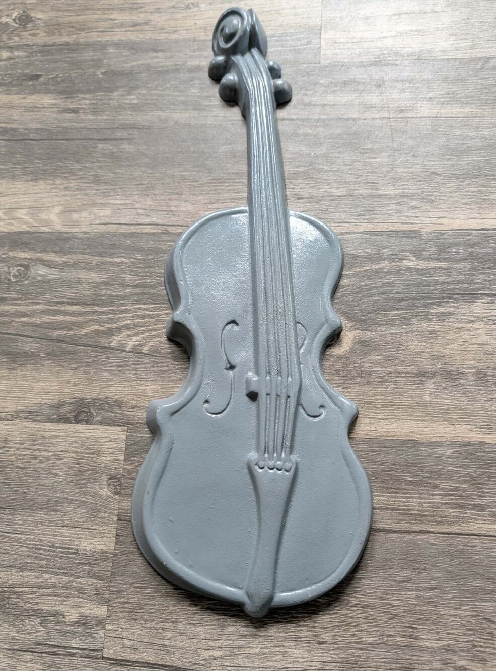 Vintage Royal Aluminum Gray Metal Violin Wall Hanging Music Decor Musical